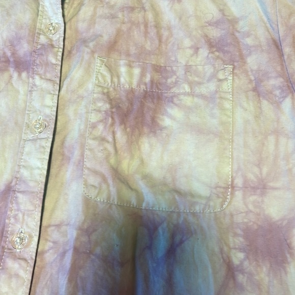 Oversized Tie Dye Boxy Top Skate Empyre XS Button Front Short Sleeve Waist Blue - Picture 8 of 11